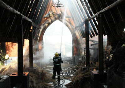 Misty Hills Hotel reception area damaged by fire